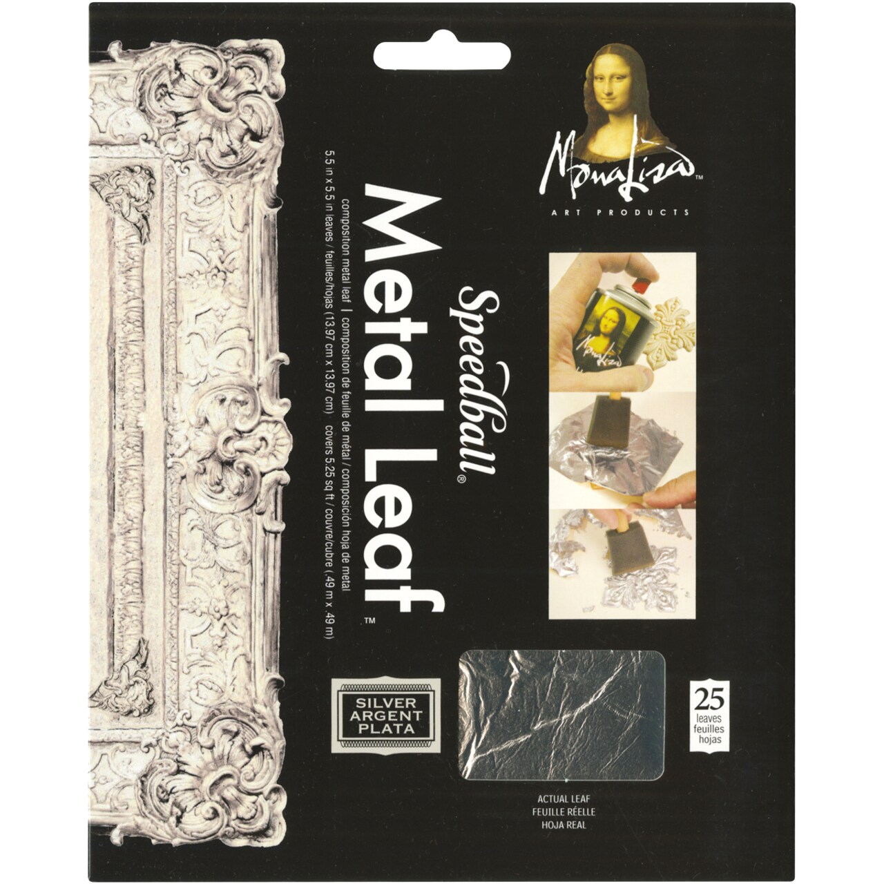 Speedball Mona Lisa Metal Leaf Sheets 5.5"X5.5" 25/Pkg-Silver
